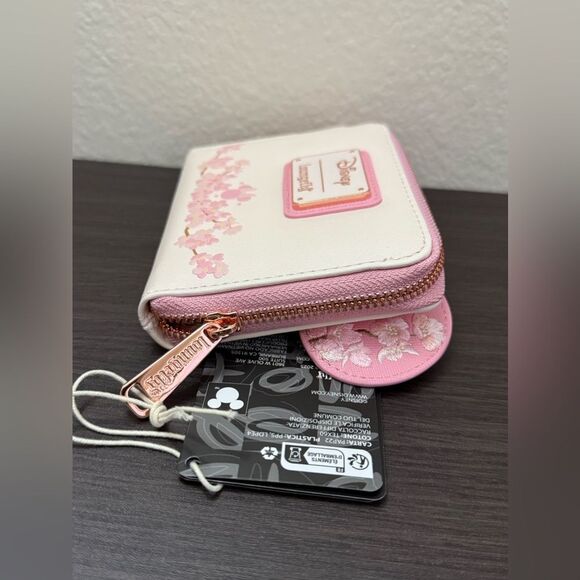 Loungefly Disney Minnie Mouse Cherry Blossom Ears Zip Wallet - Picture 4 of 8